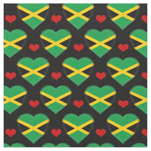 Jamaica Flag & Red Heart Modefabrik / Reggae Stoff (Nahaufnahme)