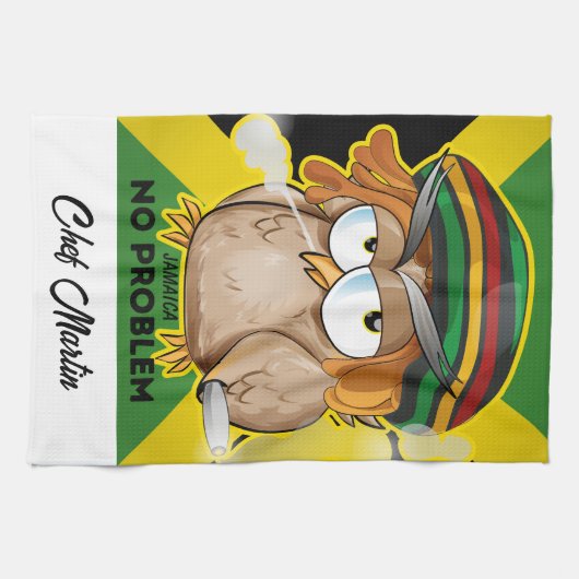 Jamaica Funny Rasta Rauchen Owl Anpassbar Geschirrtuch (Horizontal)