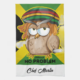 Jamaica Funny Rasta Rauchen Owl Anpassbar Geschirrtuch