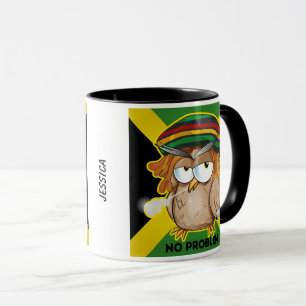 Jamaica Funny Rasta Rauchen Owl Anpassbarer Name Tasse