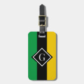 Jamaica Green Black & Gold Jamaican Initial Gepäckanhänger (Vorderseite vertikal)