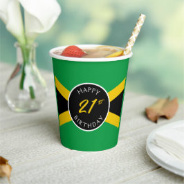 Jamaica Green Black & Gold Jamaikanische Flagge Ge Pappbecher