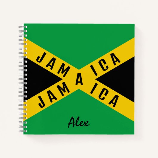 Jamaica Green Black & Gold Jamaikanische Flagge Na Notizblock (Vorderseite)