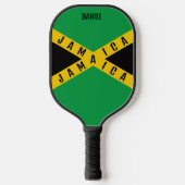 Jamaica Green Black & Gold Name Jamaikanische Flag Pickleball Schläger (Vorderseite)