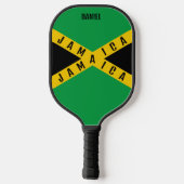 Jamaica Green Black & Gold Name Jamaikanische Flag Pickleball Schläger (Rückseite)