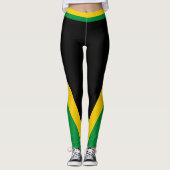 Jamaica Green Gold & Black Jamaican Flag Leggings (Vorderseite)