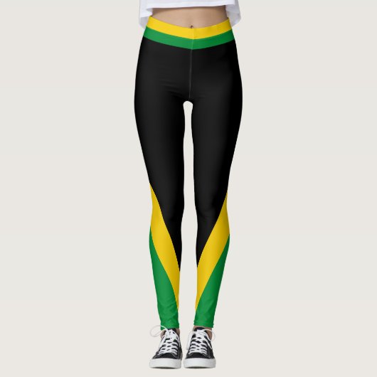 Jamaica Green Gold & Black Jamaican Flag Leggings (Vorderseite)