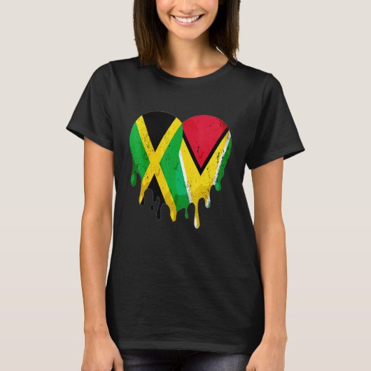 Jamaica Guayana Flag Heart Citizen Grown Patriot C T-Shirt (Vorderseite)