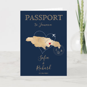 Jamaica Heart Hochzeit in Urlaubsort Passport Einladung
