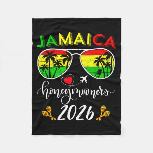 Jamaica Honeymoon 2026 Couple Summer Vacation Matc Fleecedecke (Vorderseite)