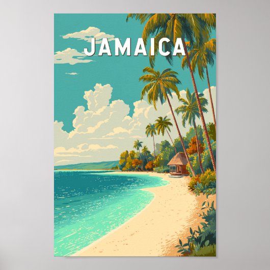 Jamaica Illustration Travel Art Vintage Poster (Vorne)
