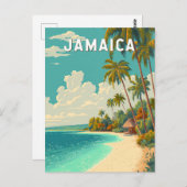 Jamaica Illustration Travel Art Vintage Postkarte (Vorne/Hinten)