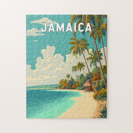 Jamaica Illustration Travel Art Vintage Puzzle (Vertikal)