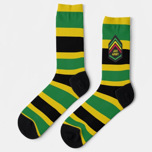 Jamaica Jah Army Rasta Reggae Roots Socks Socken (Linkes Detail)