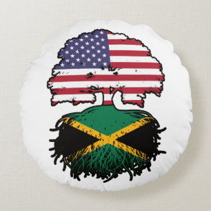 Jamaica Jamaica American USA Tree Roots Flag Rundes Kissen