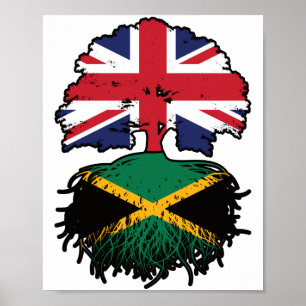 Jamaica Jamaica British UK Tree Roots Flag Poster