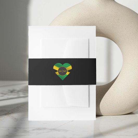 Jamaica Jamaica Flag Herz Monogram Wedding Einladungsbanderole