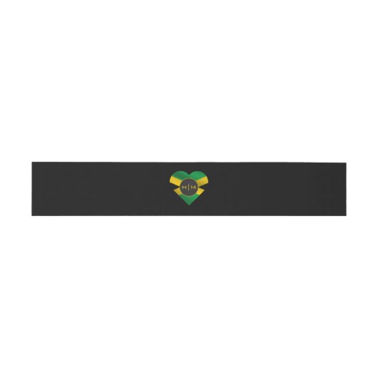 Jamaica Jamaica Flag Herz Monogram Wedding Einladungsbanderole (Flach)