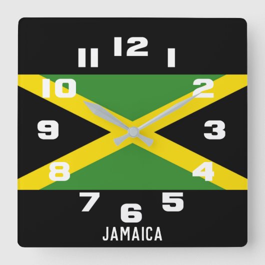 Jamaica Jamaican Flag Tropical Island Country Quadratische Wanduhr (Vorderseite)