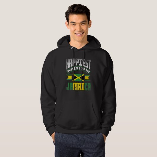 Jamaica Jamaican Jamaica Flag Happiest When Im in Hoodie (Vorne ganz)