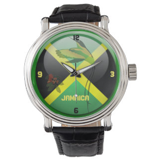 Jamaica Jewels Black Vintag Leather Strap Armbanduhr