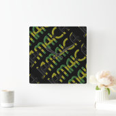 Jamaica Land Jamaikanische Flaggenfarben Typografi Quadratische Wanduhr (Zuhause)