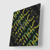 Jamaica Land Jamaikanische Flaggenfarben Typografi Quadratische Wanduhr (Winkel)