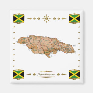 Jamaica Map + Flaggen Magnet