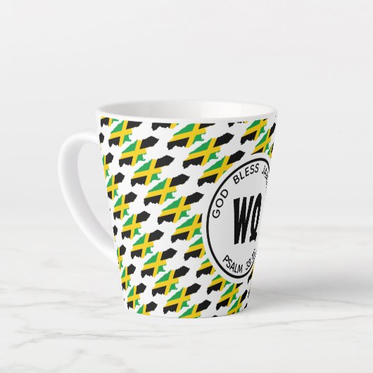 JAMAICA MAP Patriotic Customizable Jamaican Milchtasse (Linke Ecke)