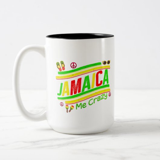 Jamaica Me Crazy Cruise Vacation Group Matching Zweifarbige Tasse (Links)