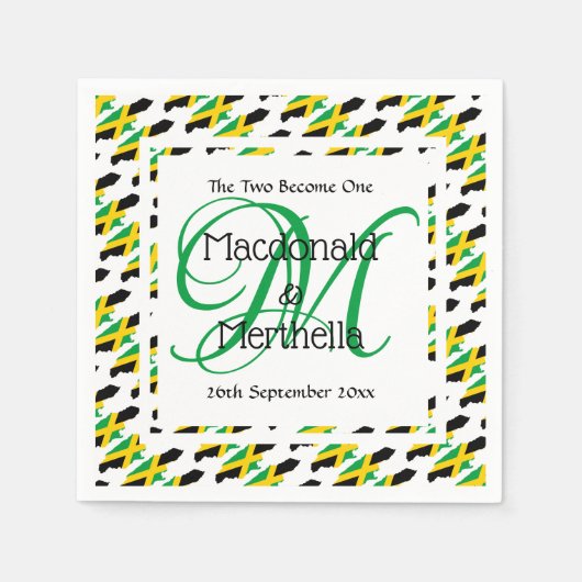 JAMAICA Monogram Custom Wedding Paper Serviette (Vorderseite)