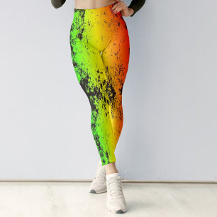 Jamaica Neon Rasta Colors Grunge erschüttert Leggings