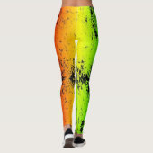 Jamaica Neon Rasta Colors Grunge erschüttert Leggings (Rückseite)