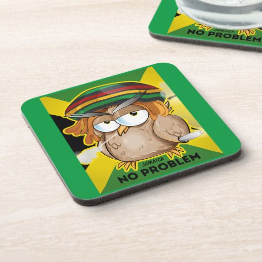 Jamaica No Problem Funny Owl Getränkeuntersetzer (Linke Seite)