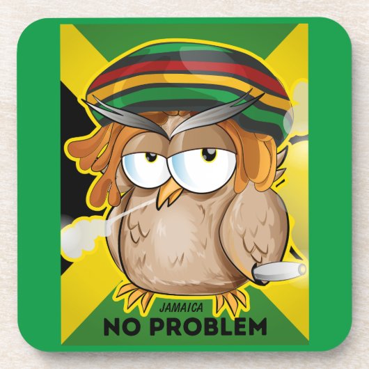 Jamaica No Problem Funny Owl Getränkeuntersetzer (Vorderseite)