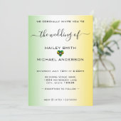 Jamaica Ombre Jamaikanische Flagge Herz Foto Hochz Einladung (Stehend Vorderseite)