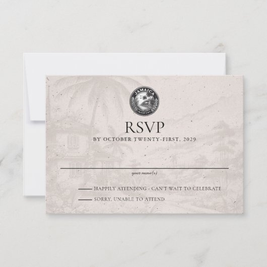 Jamaica Passport Wedding RSVP Card Karte (Vorderseite)