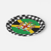 Jamaica Plate, Emblem Buffalo kariert, jamaikanisc Pappteller (Schrägansicht)