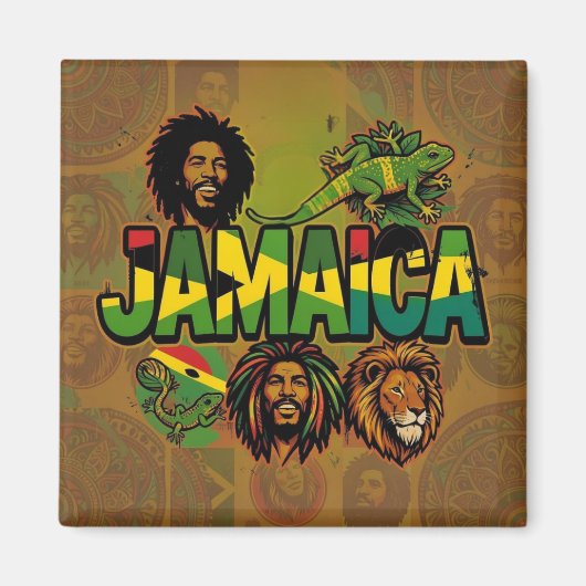 Jamaica proud magnet with jamaican colors (Vorne)