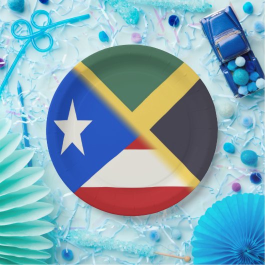 Jamaica Puerto Rico Flag | Jamaikanische PR-Fahne Pappteller (Party)
