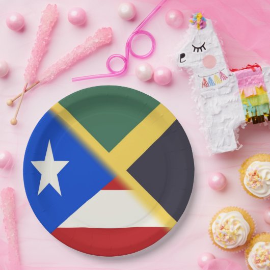 Jamaica Puerto Rico Flag | Jamaikanische PR-Fahne Pappteller (Party)