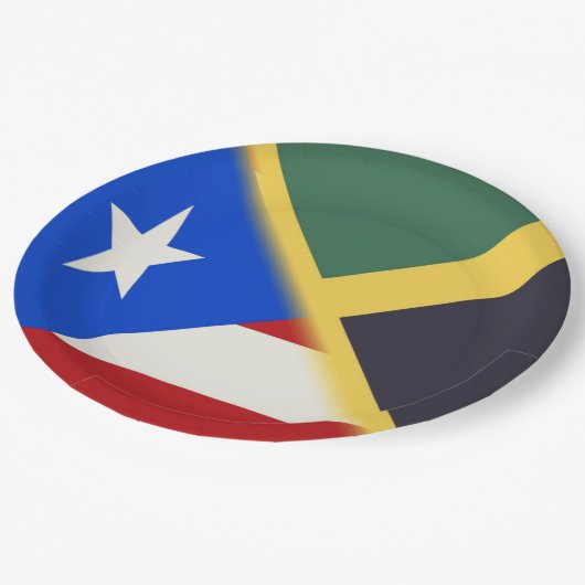 Jamaica Puerto Rico Flag | Jamaikanische PR-Fahne Pappteller (Schrägansicht)
