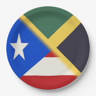 Jamaica Puerto Rico Flag Jamaikanische PR-Fahne Pappteller