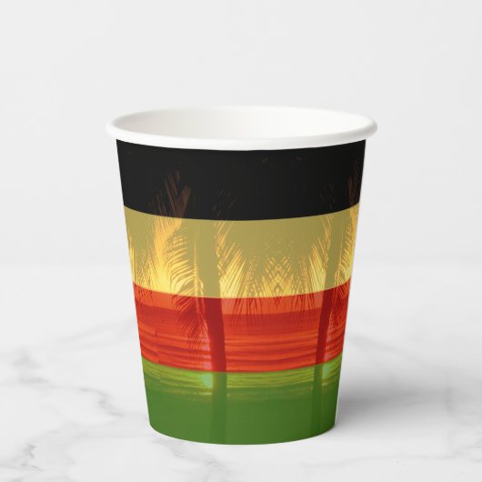 Jamaica Rasta Caribbean Island Beach Palm Tree Pappbecher (Rückseite)