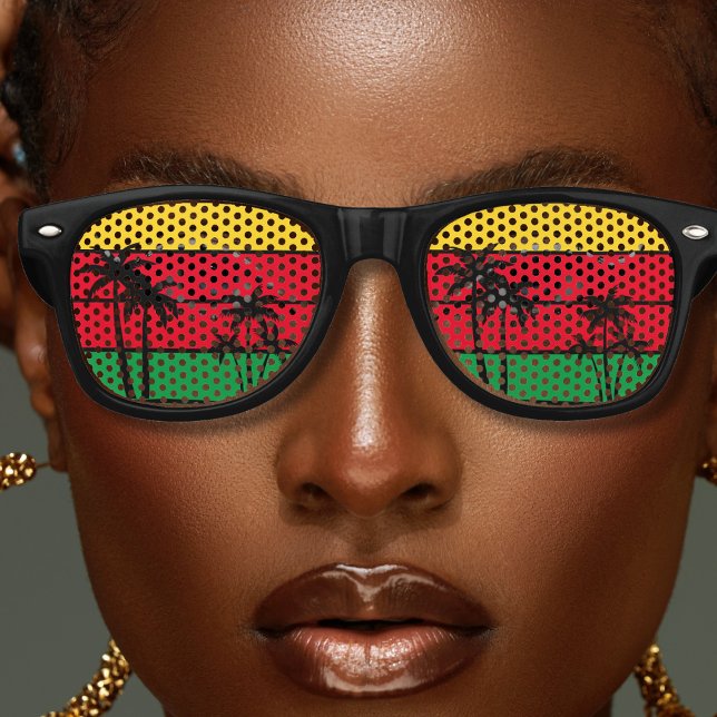 Jamaica Rasta Colors Island Palmen Partybrille (jamaica rasta colors beach palm tree sunglasses)