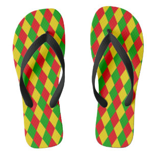 Jamaica Rasta Flag Colors Diamond Gemustert Badesandalen