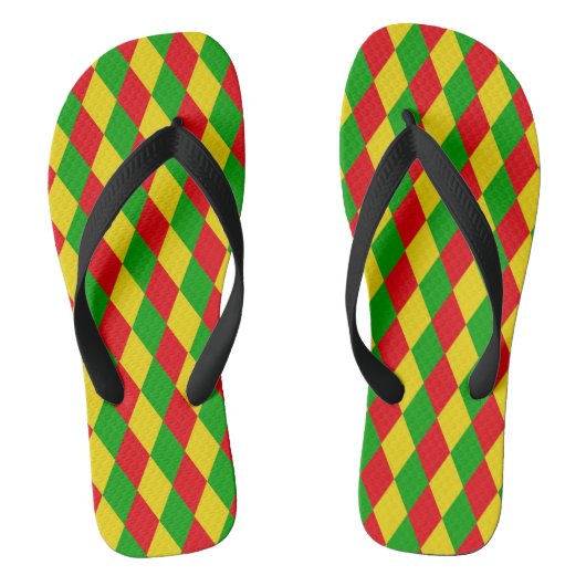 Jamaica Rasta Flag Colors Diamond Gemustert Badesandalen (Fußbett)