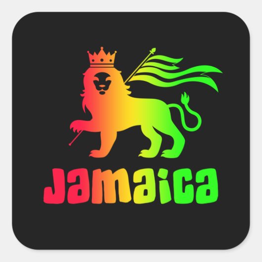 Jamaica Rasta Lion Quadratischer Aufkleber (Vorderseite)