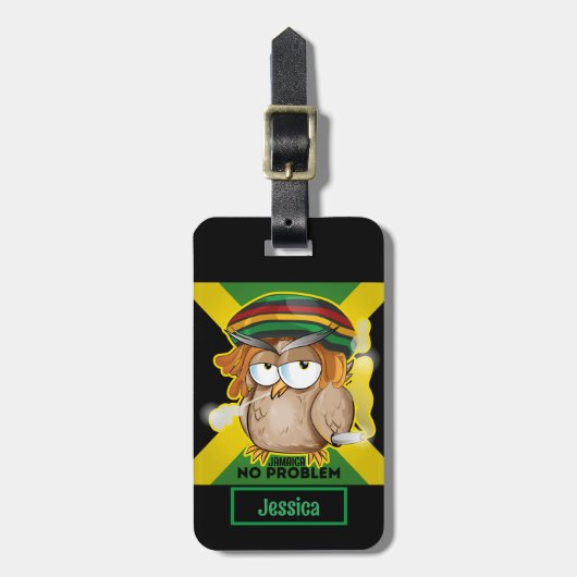 Jamaica Rasta Owl Gepäckanhänger (Vorderseite vertikal)