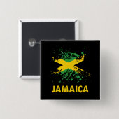 Jamaica Retro Wasserfarben Jamaikanische Flagge Button (Vorne & Hinten)